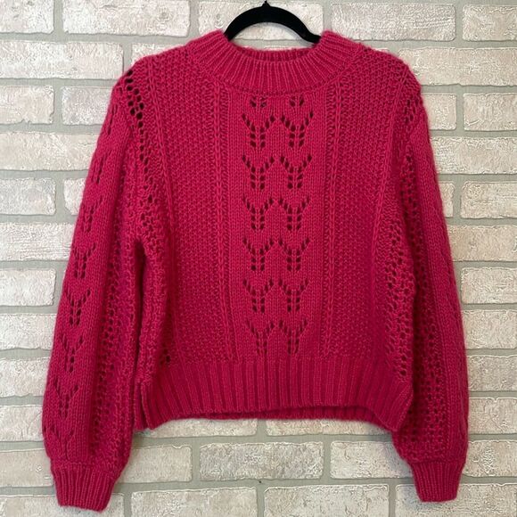 Alya Pink Dolman Sleeve Sweater Size S Open Knit - Picture 1 of 7